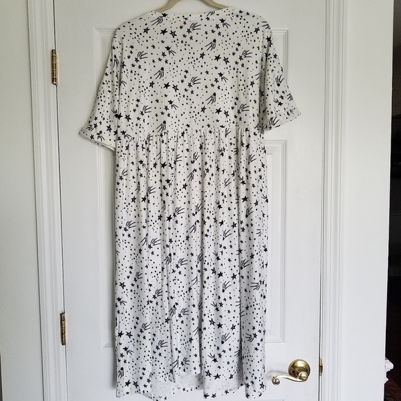 NWT Urban Threads Petite Midi Smock Dress White Star Print Size Petite 14 - Picture 3 of 8
